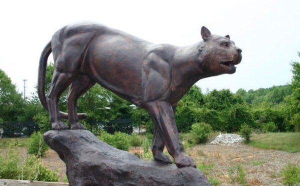 Lioness Climbing Rock School Mascots Wildcats Jungle Statuary Sculptures